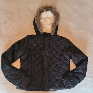 Arizona Jean Co. Black Puffer Faux Fur Jacket Size M